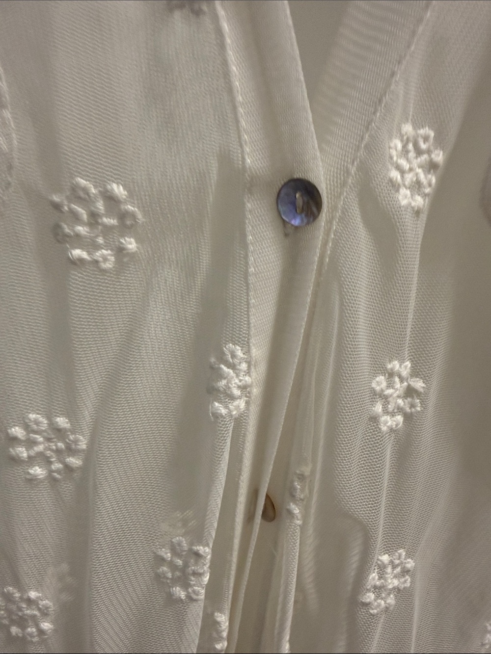Zara White Sheer Embroidered Long Chemise - Picture 3 of 4